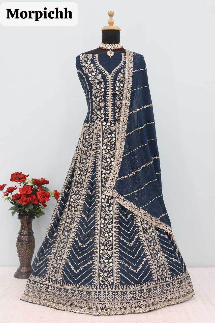 Elegant Faux Georgette Wedding Gown for Timeless Style - MYLUXURY LANE ENTERPRISE
